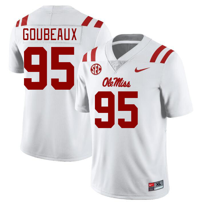 Men #95 Ben Goubeaux Ole Miss Rebels College Football Jerseys Stitched Sale-White